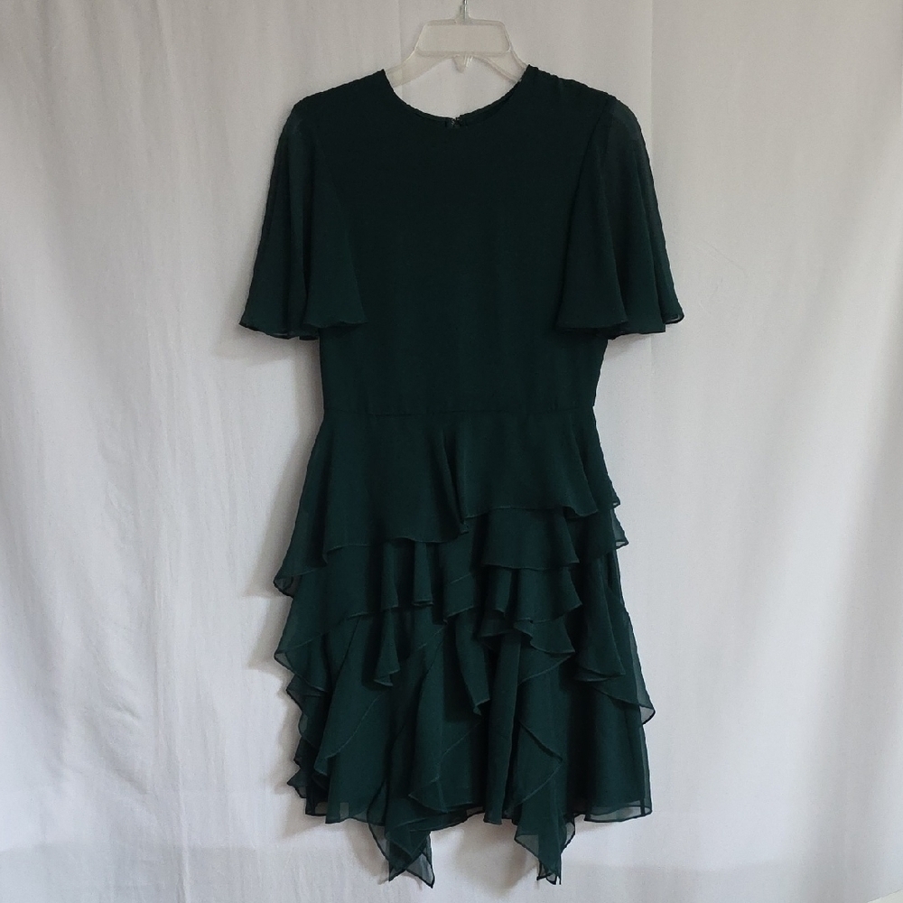 Jason Wu Green Tiered Lined Silk Dress. Size 2. NWT
